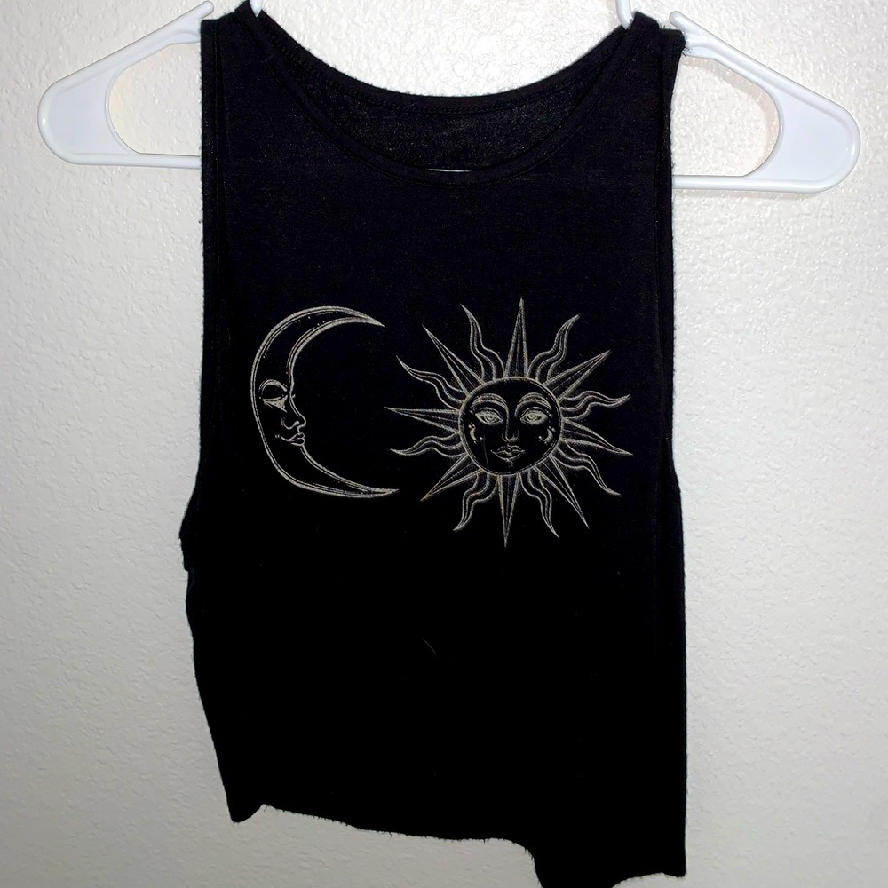 Black sun and moon tank top, size L